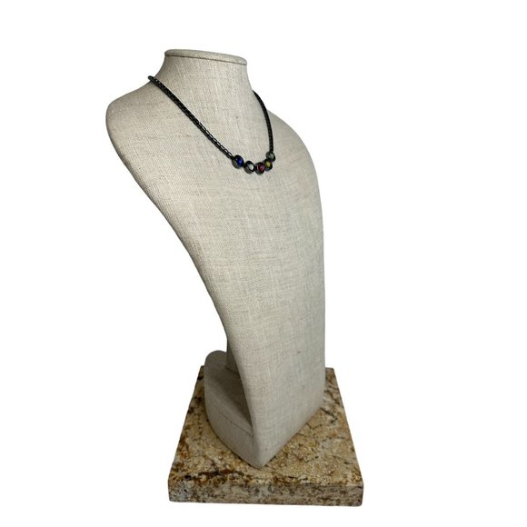 Hematite Silver Tone Multicolored Necklace - 17in - Picture 3 of 5